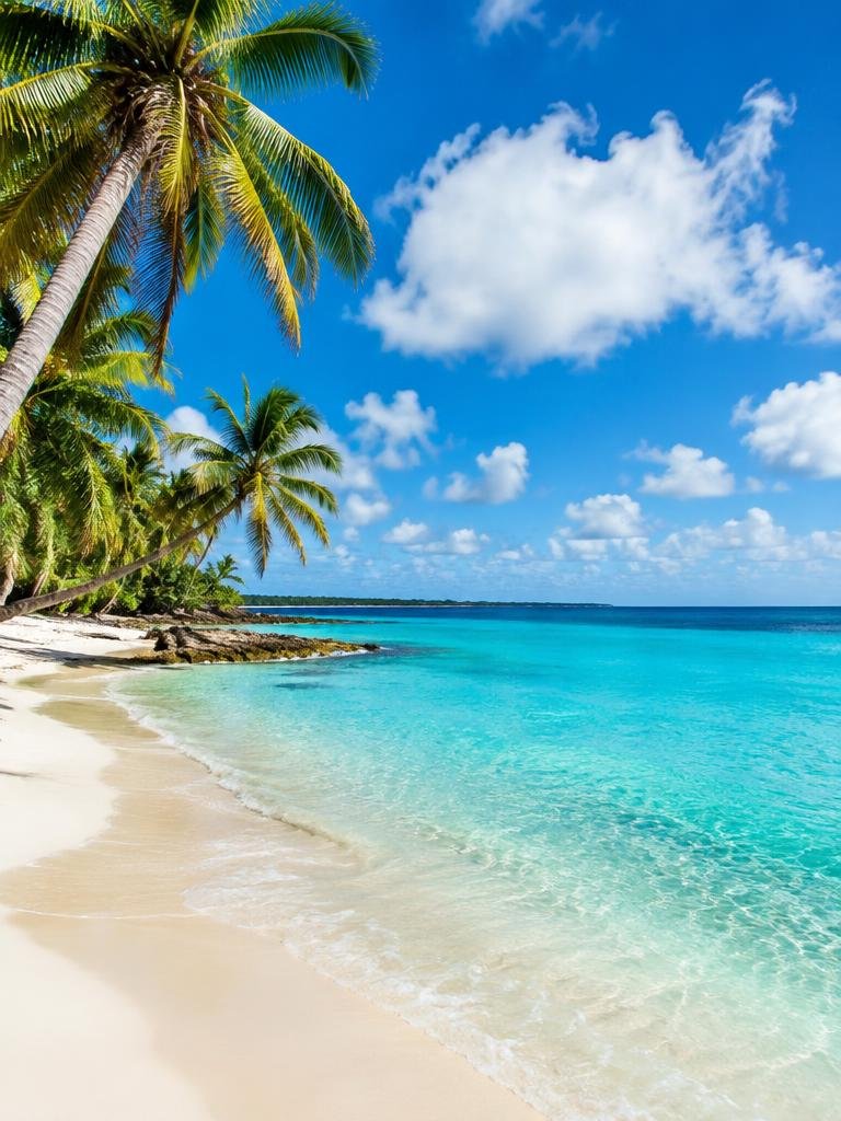 Playa del Caribe con palmeras y mar turquesa
