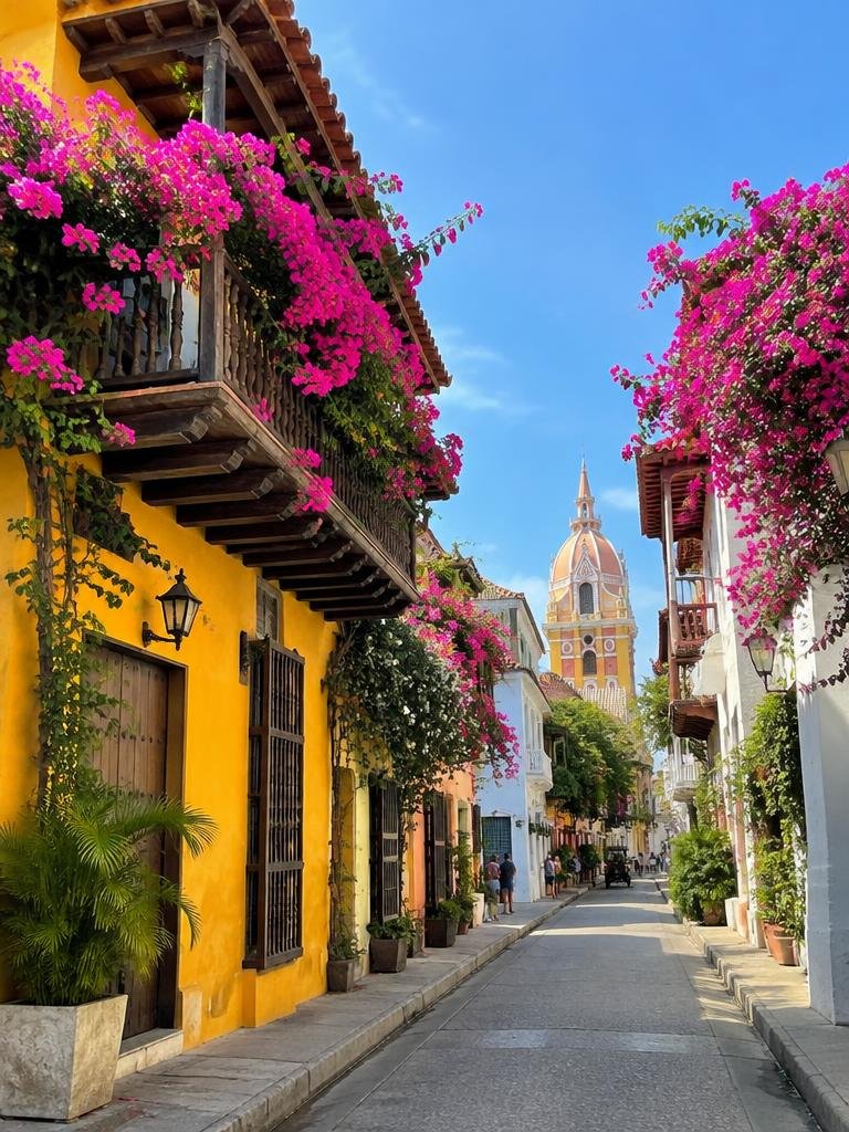 Calle colonial de Cartagena, Colombia